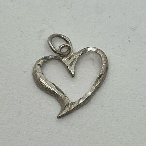 Vtg 925 Sterling Silver Diamond Cut Sandblasted Texture Curved Charm / Pendant